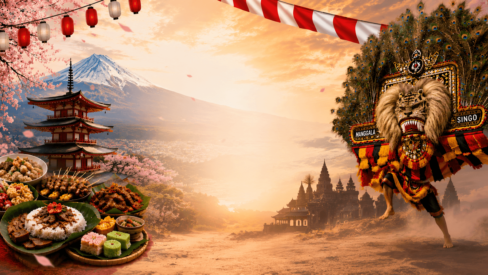 Vibrant Indonesian-Japanese Cultural Festival Illustration